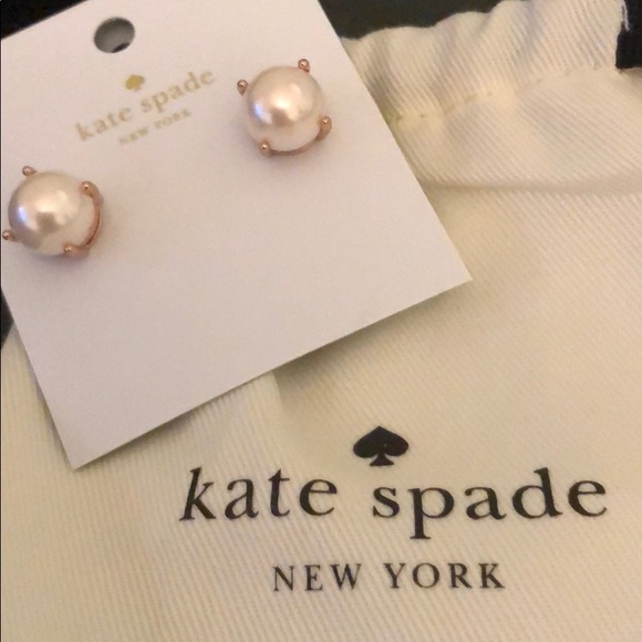 kate spade Jewelry - Kate Spade Blush Rose Gold Pearl Earrings